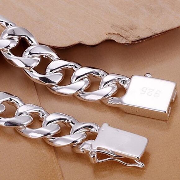 Sterling Silver Chain Link Cuban Necklace Curb Unisex - Picture 8 of 9